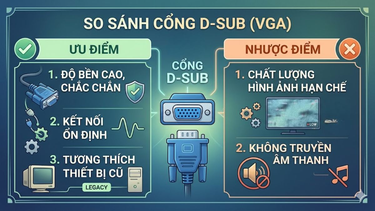 Ưu và nhược điểm của cổng D-Sub