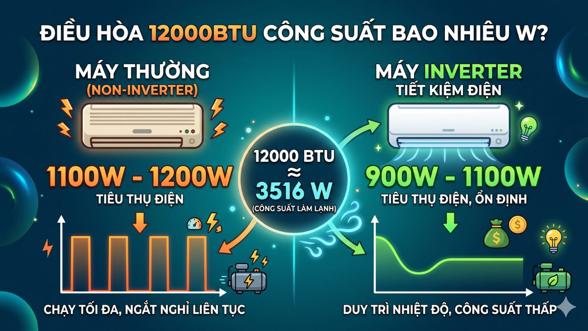 Công suất của điều hòa 12000BTU