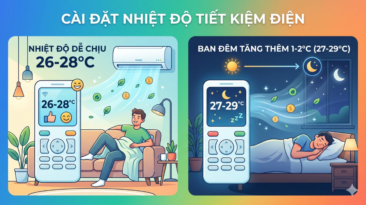Cài đặt nhiệt độ hợp lý khi sử dụng máy lạnh 12000BTU