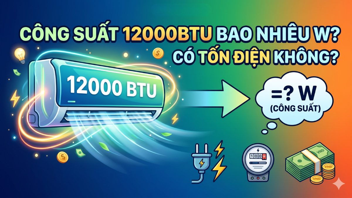 Công suất điều hòa 12000BTU bao nhiêu W? Có tốn điện không?
