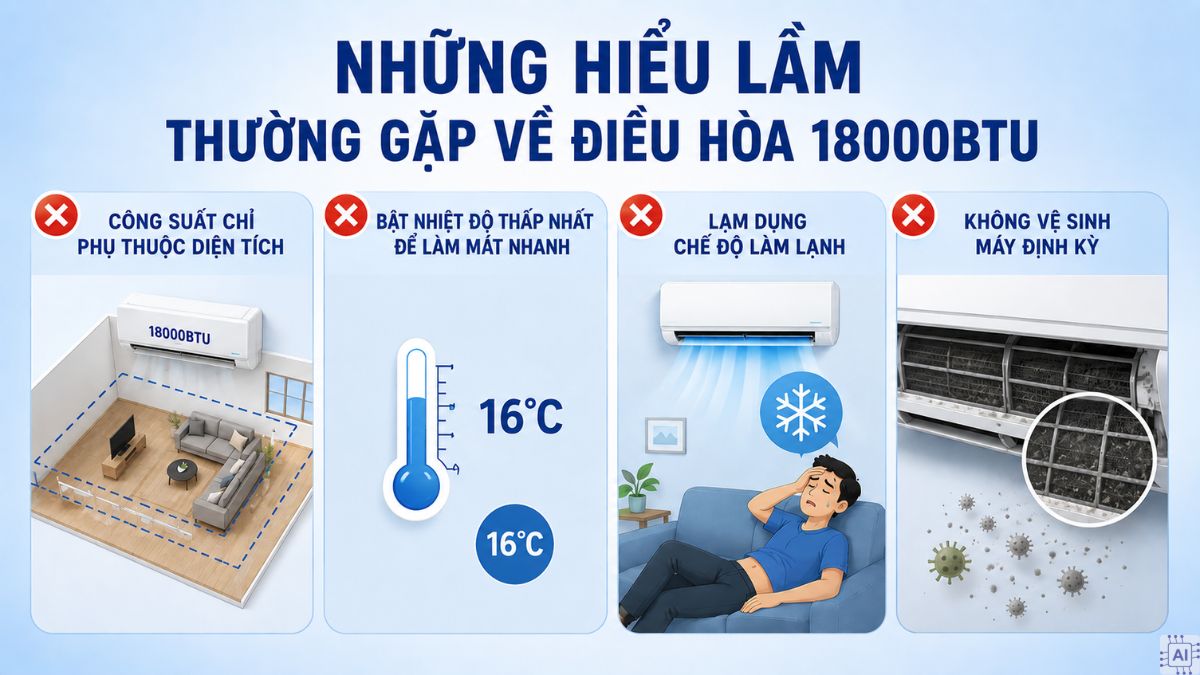 Những hiểu lầm thường gặp về điều hòa 18000BTU