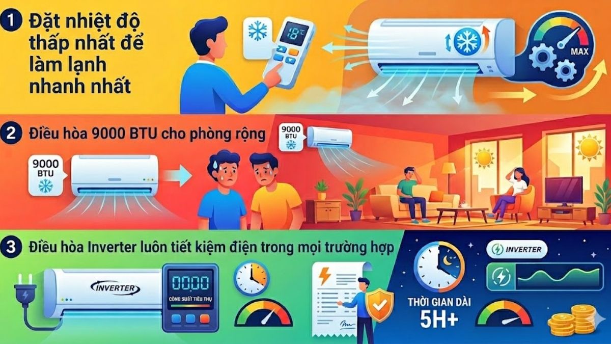 Những hiểu lầm thường gặp về điều hòa 9000BTU