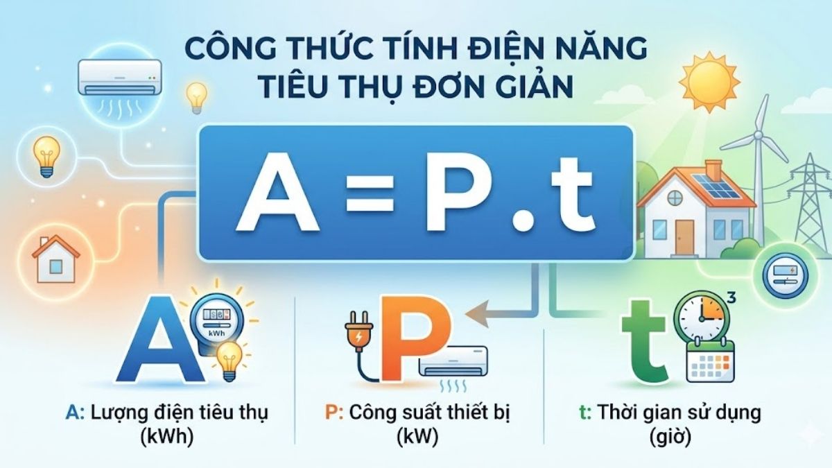 Công thức tính điện năng tiêu thụ đơn giản