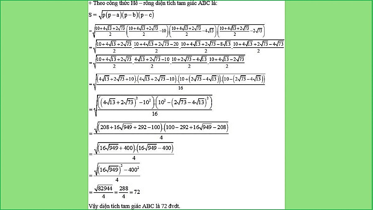 Ví dụ 4 về áp dụng công thức Heron (4)