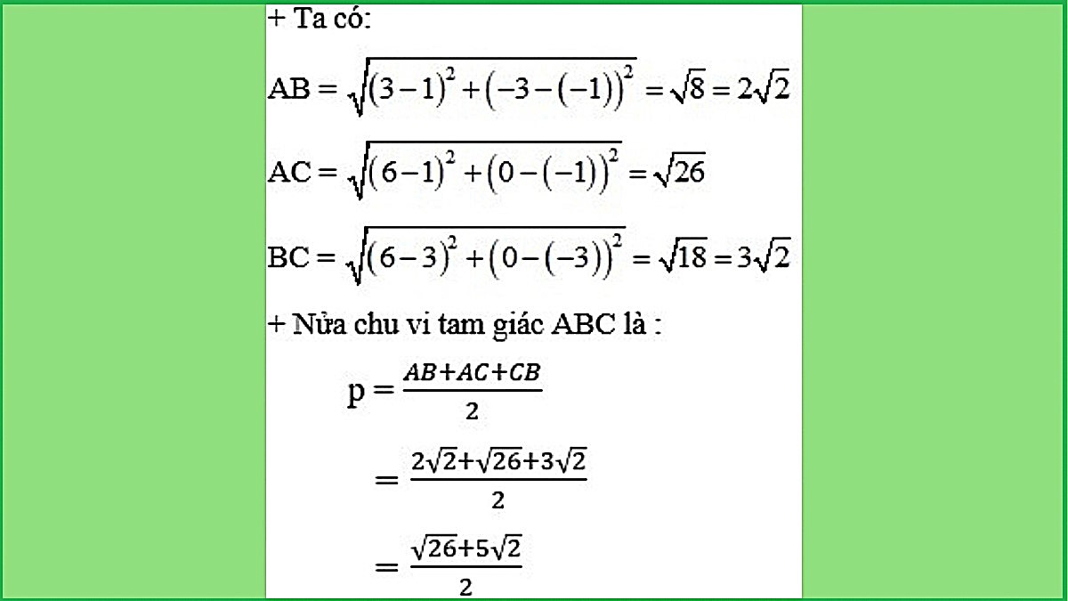 Bài tập ví dụ về công thức Heron (Ví dụ 1)