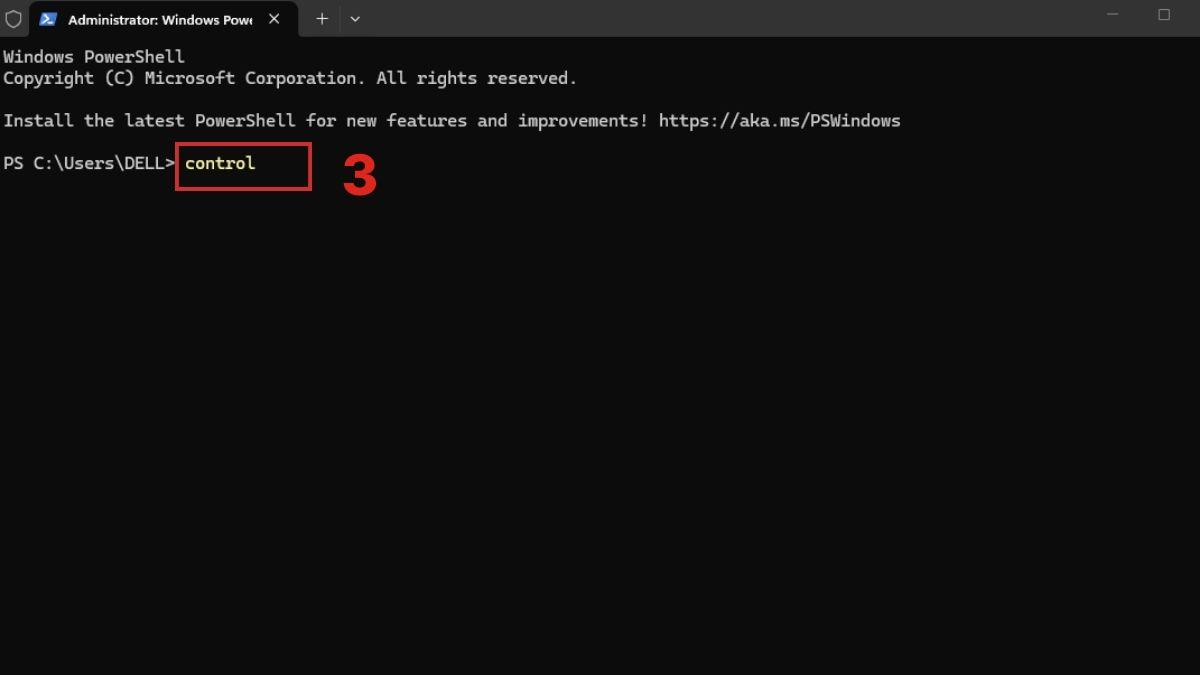 Mở Control Panel bằng Command Prompt hoặc PowerShell