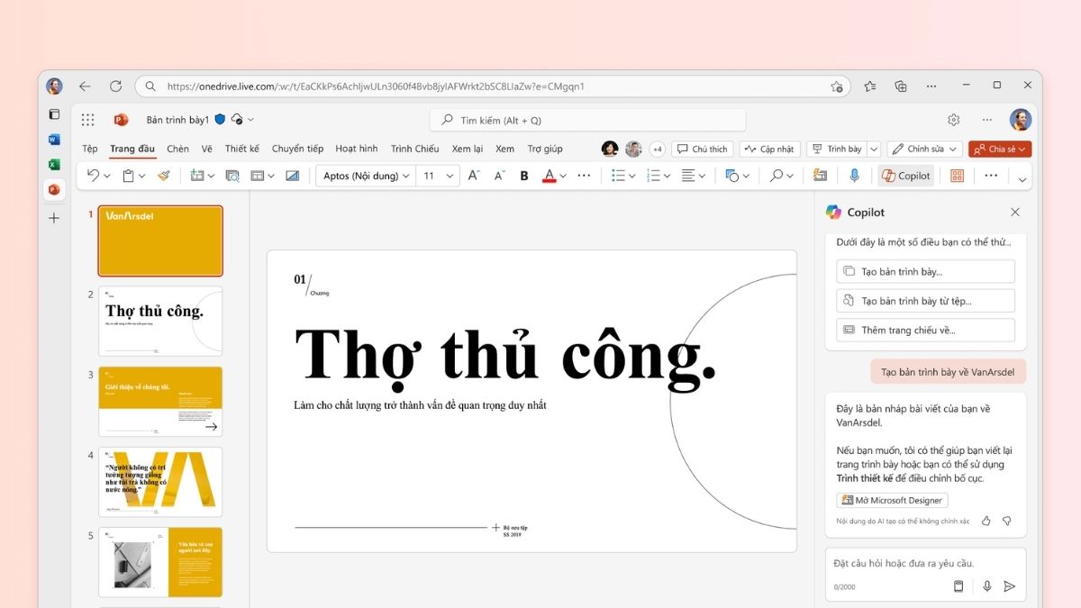 Copilot trong PowerPoint hỗ trợ tạo ý tưởng thiết kế