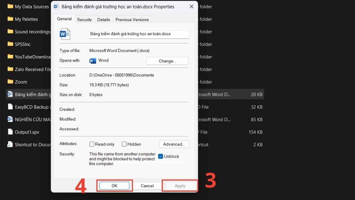 Mở khóa tệp để khắc phục lỗi Corrupt file bước 3