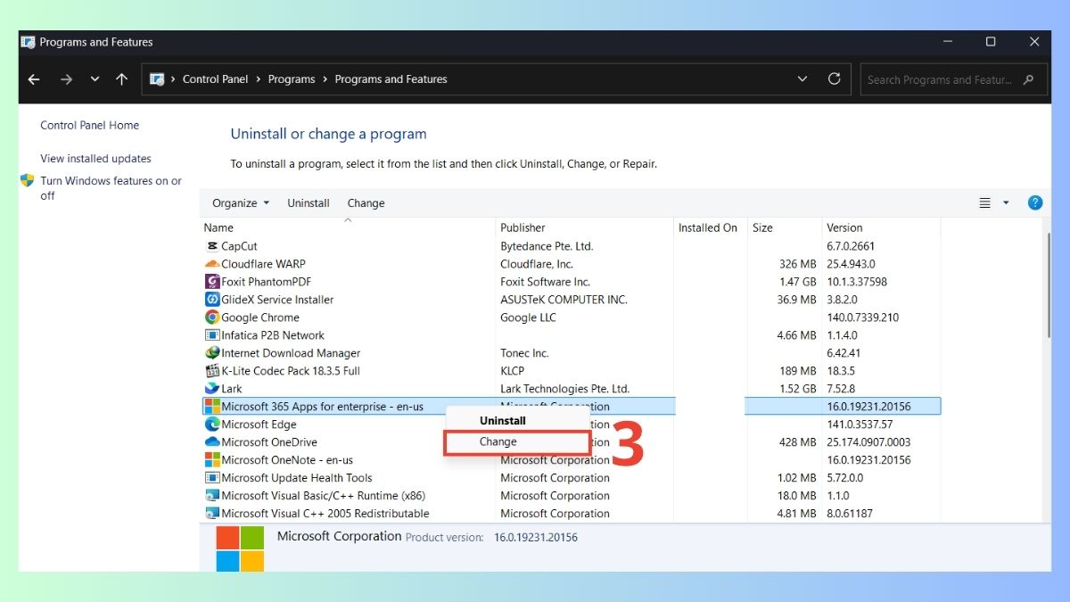 Sửa bộ ứng dụng Microsoft Office để khắc phục tình trạng Corrupt file bước 2