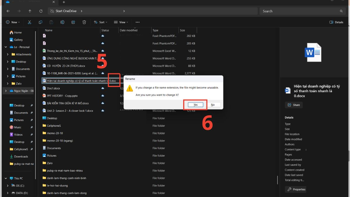 Thay đổi phần mở rộng của tệp để hạn chế lỗi Corrupt file bước 3
