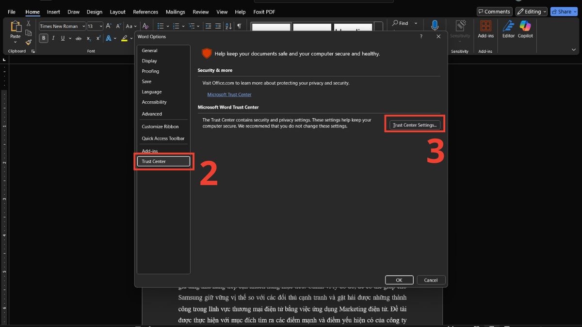 Cách tắt tùy chọn Protect View để sửa lỗi Corrupt file bước 2