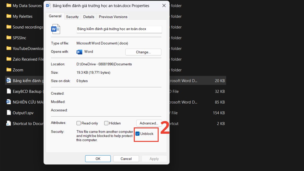Mở khóa tệp để khắc phục lỗi Corrupt file bước 2