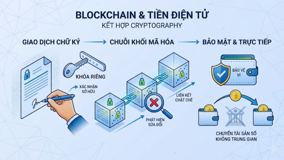 Blockchain và tiền điện tử là lĩnh vực tận dụng Cryptography