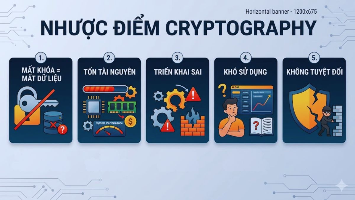 Nhược điểm của Cryptography