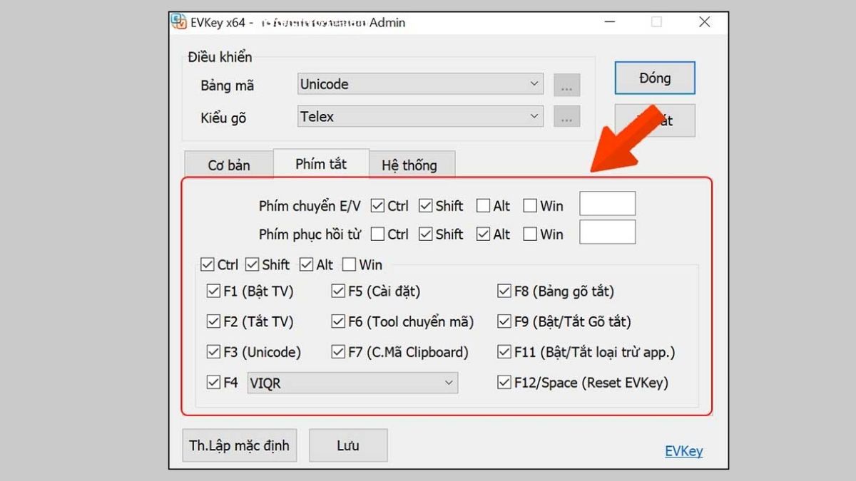 Tắt hoặc thay đổi phím tắt bị xung đột