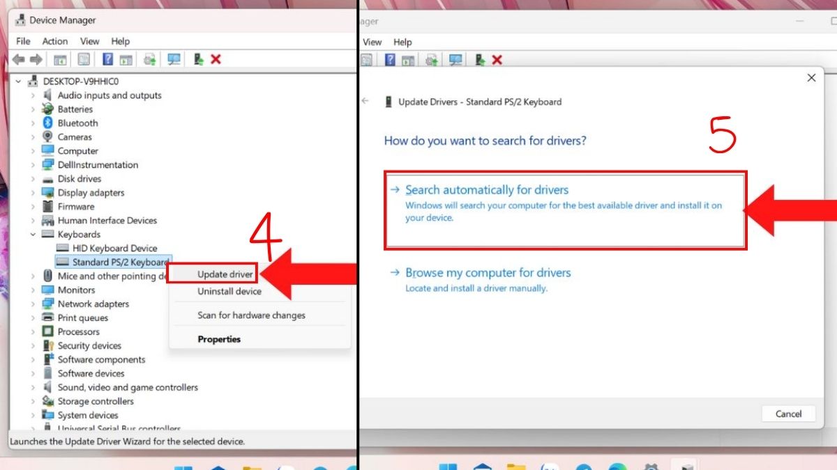 Cập nhật hoặc cài lại driver bàn phím khắc phục lỗi Ctrl Shift S bước 2