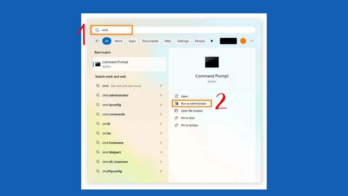 Chạy lệnh SFC và DISM để sửa lỗi hệ thống bước 1