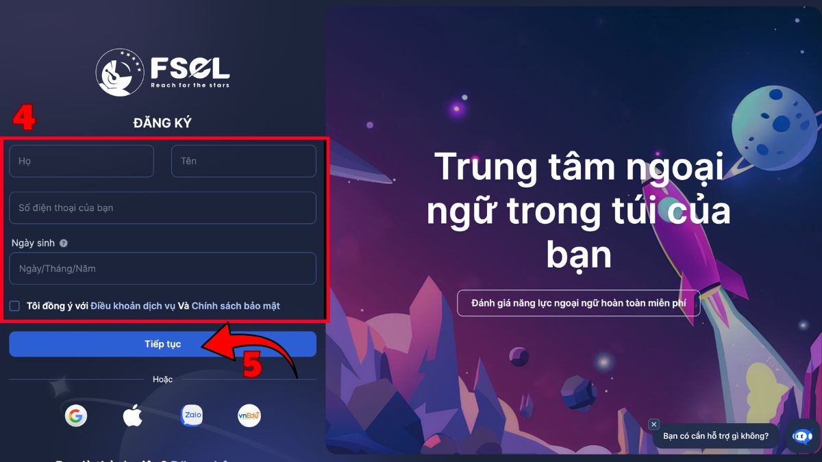 Cách đăng ký và kích hoạt tài khoản FSEL mới bước 3