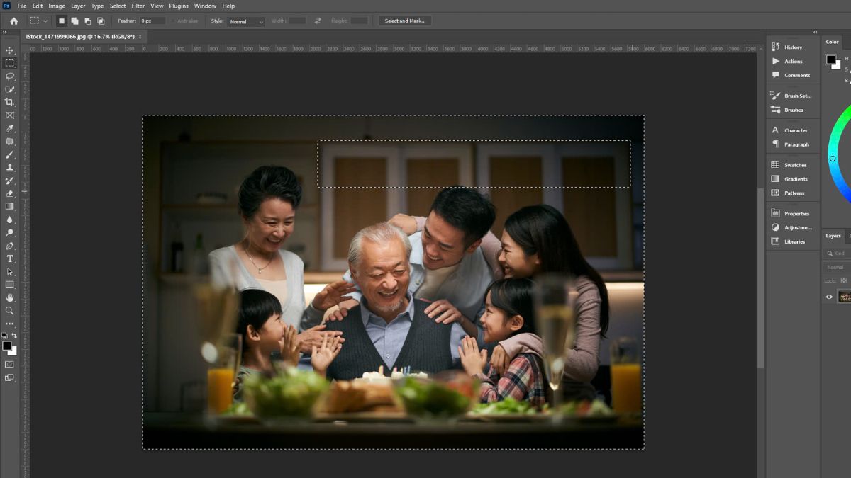 Đảo ngược vùng chọn trong Photoshop với nhóm công cụ Marquee Tool bước 3 (Hình minh họa)