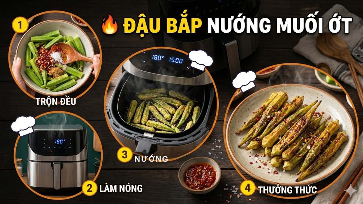 Đậu bắp nướng muối ớt lạ miệng, hấp dẫn