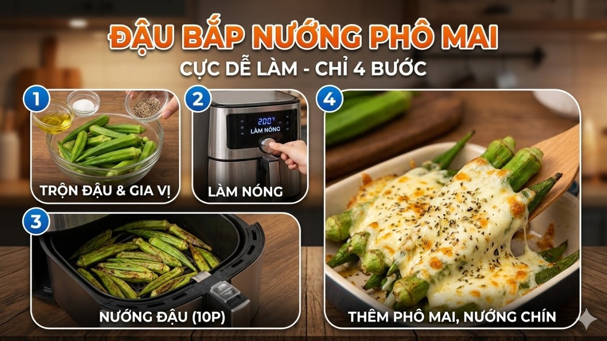 Cách làm đậu bắp nướng phô mai thơm béo cho bữa cơm gia đình