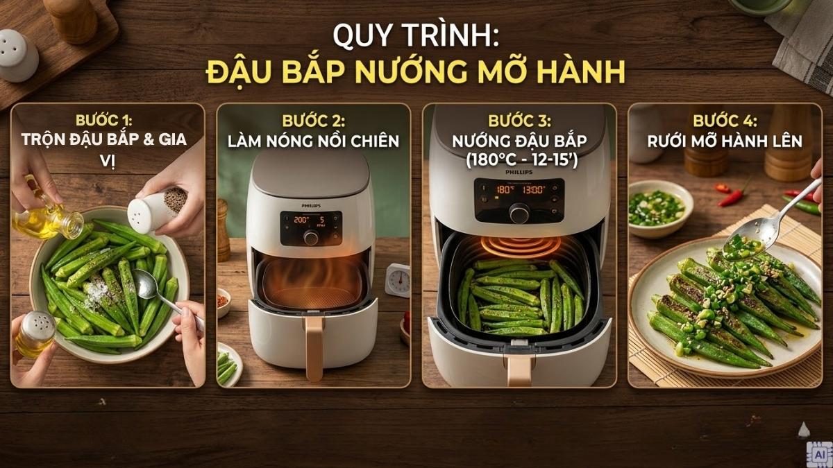 Món đậu bắp nướng mỡ hành đặc biệt, dễ làm