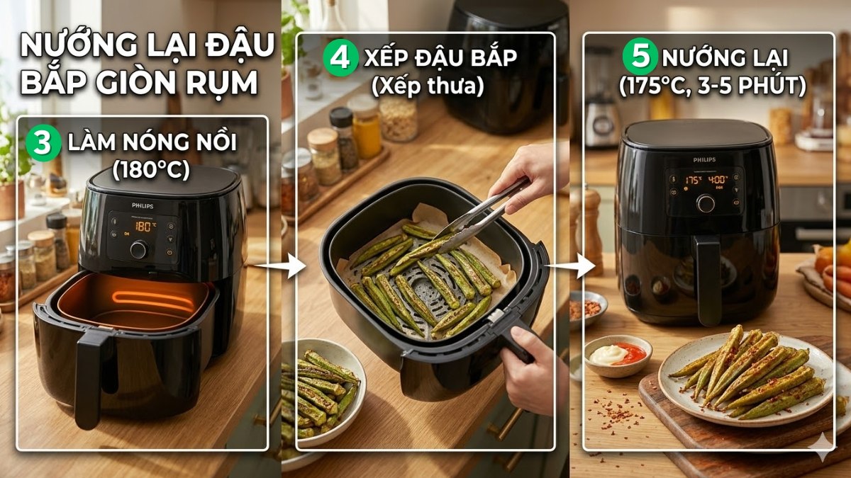 Hâm lại đậu bắp sau khi cần sử dụng