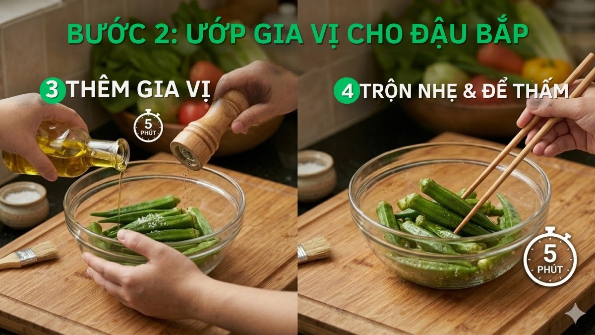 Ướp gia vị cho đậu bắp