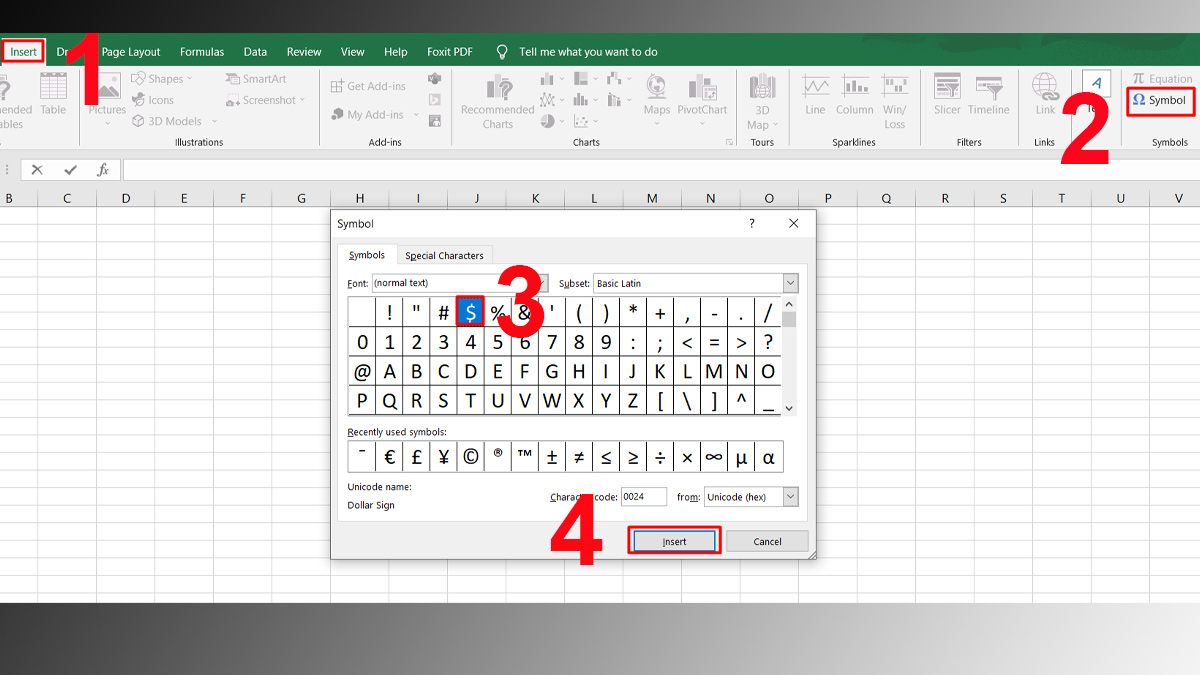 Cách chèn dấu $ trong Excel