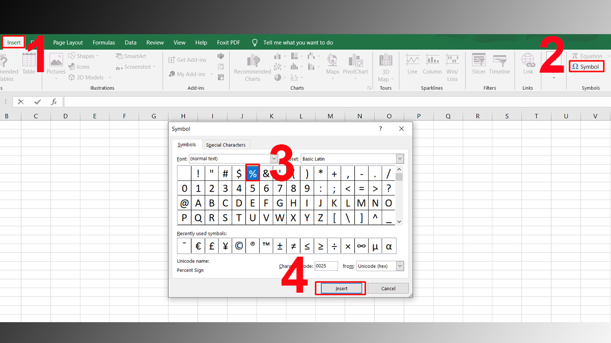 Cách chèn dấu % vào Excel dễ dàng