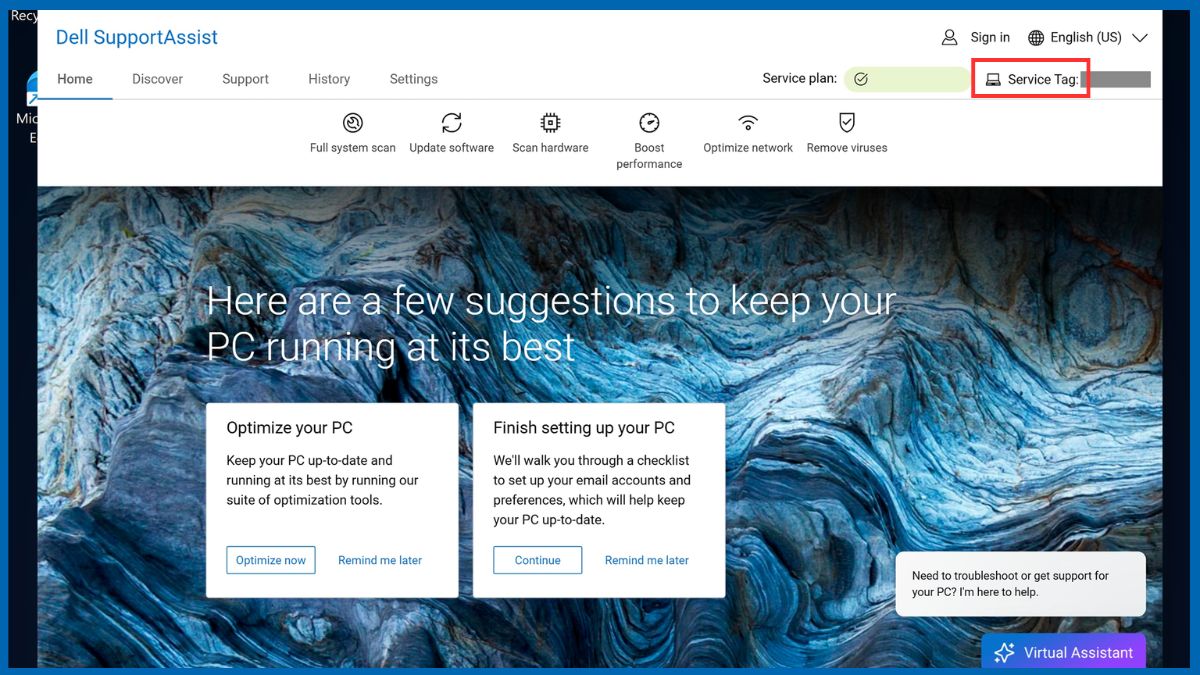 Cách kiểm tra năm sản xuất của Dell Latitude E7270 bằng phần mềm Dell SupportAssist