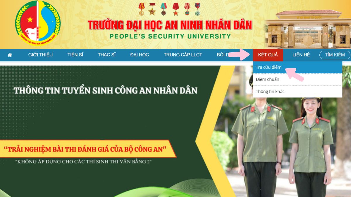 Tra cứu điểm chuẩn Đại học An ninh Nhân dân bước 2