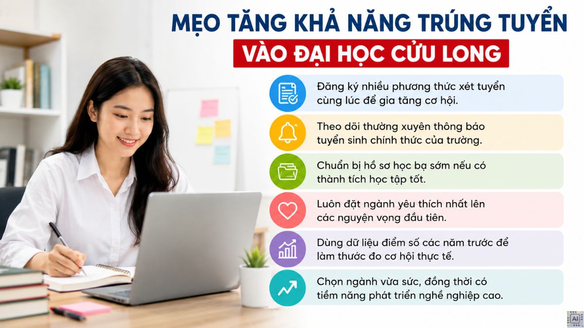 Mẹo tăng khả năng trúng tuyển Đại học Cửu Long cho thí sinh