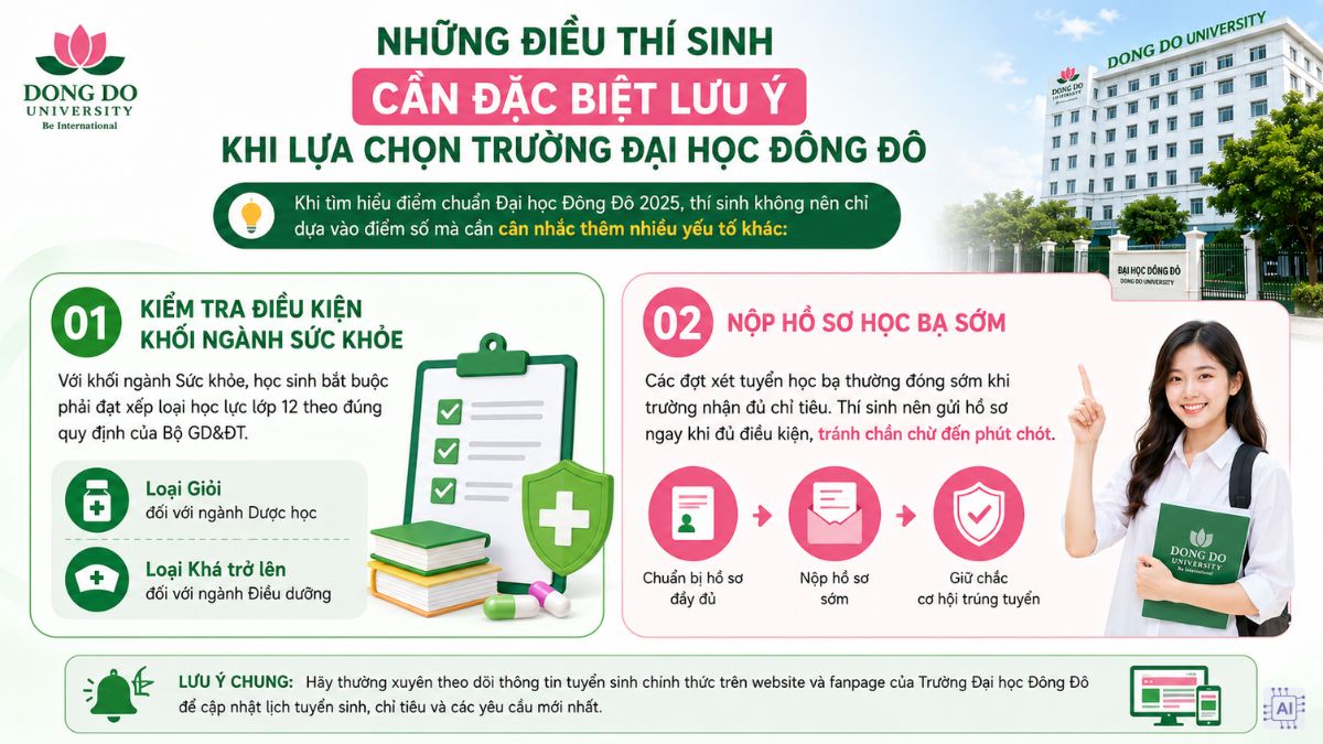 Những điều thí sinh cần lưu ý khi xét tuyển Đại học Đông Đô