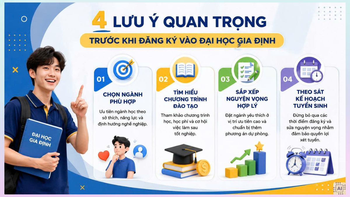 Lưu ý khi đăng ký xét tuyển trường Đại học Gia Định