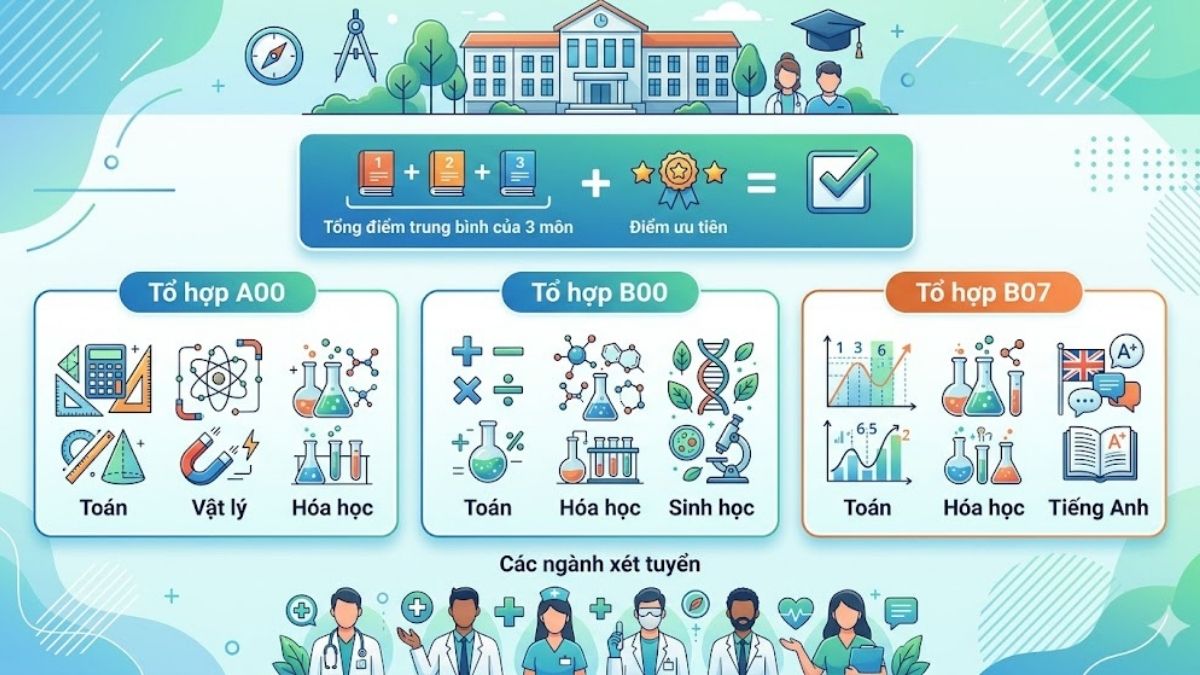 Cách tính điểm và tổ hợp xét tuyển Đại học Kỹ thuật Y tế Hải Dương