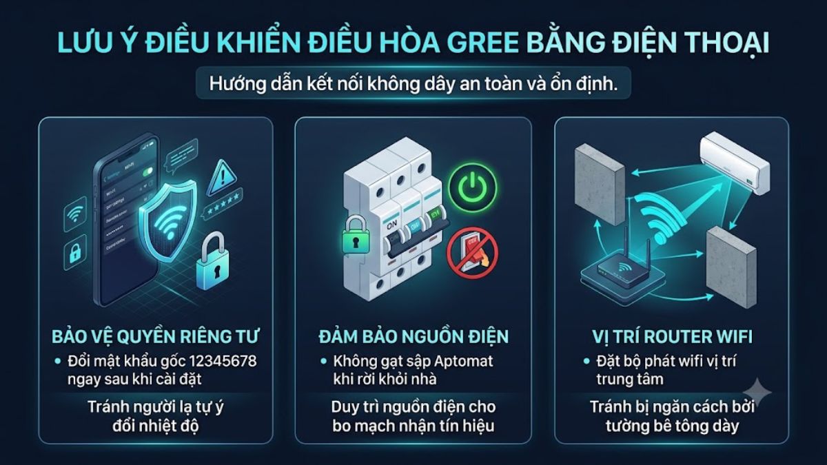 Lưu ý khi điều khiển điều hòa Gree bằng điện thoại