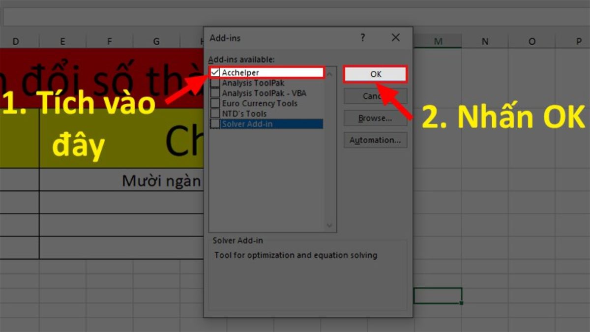 Sử dụng AccHelper đọc số tiền bằng chữ trong Excel bước 4 (Hình minh họa)