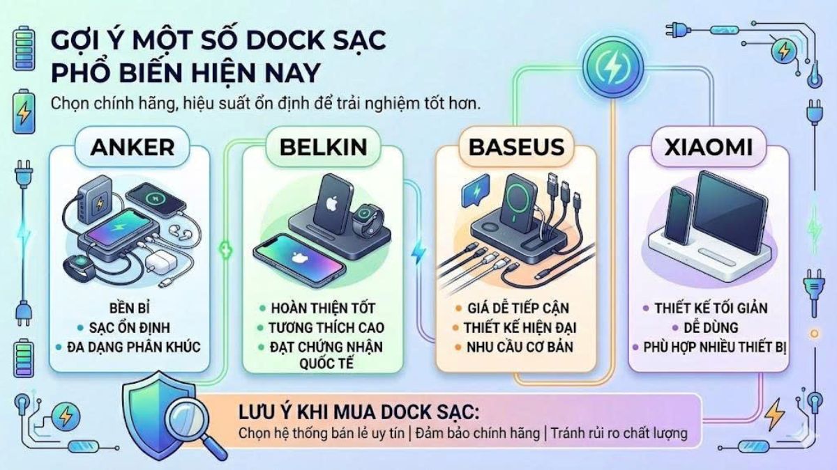 Gợi ý một số dock sạc phổ biến hiện nay