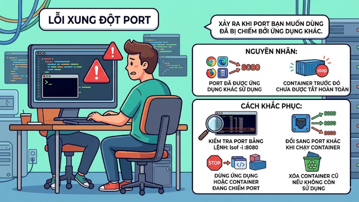 Lỗi xung đột port khi cài đặt và sử dụng Docker macOS