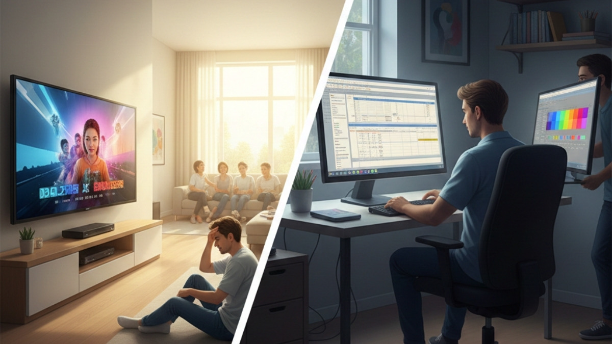 Tivi thường có độ sáng cao phù hợp cho không gian rộng