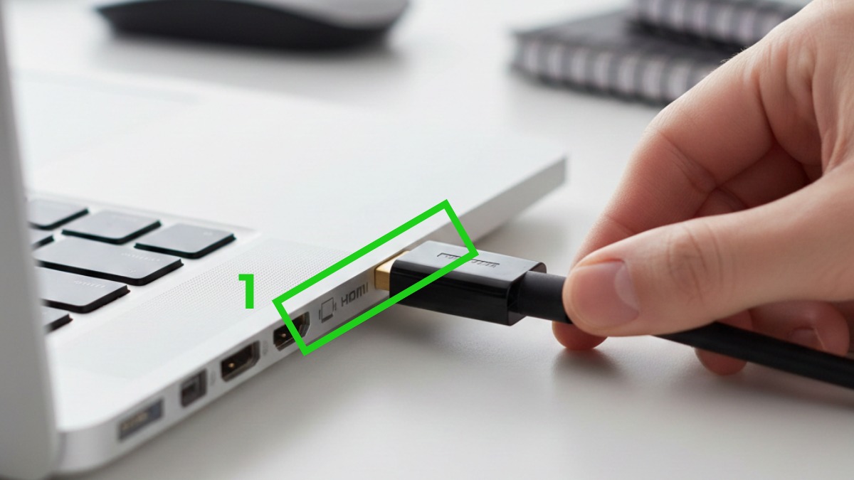 Cách dùng tivi làm màn hình máy tính với máy tính Windows bước 1