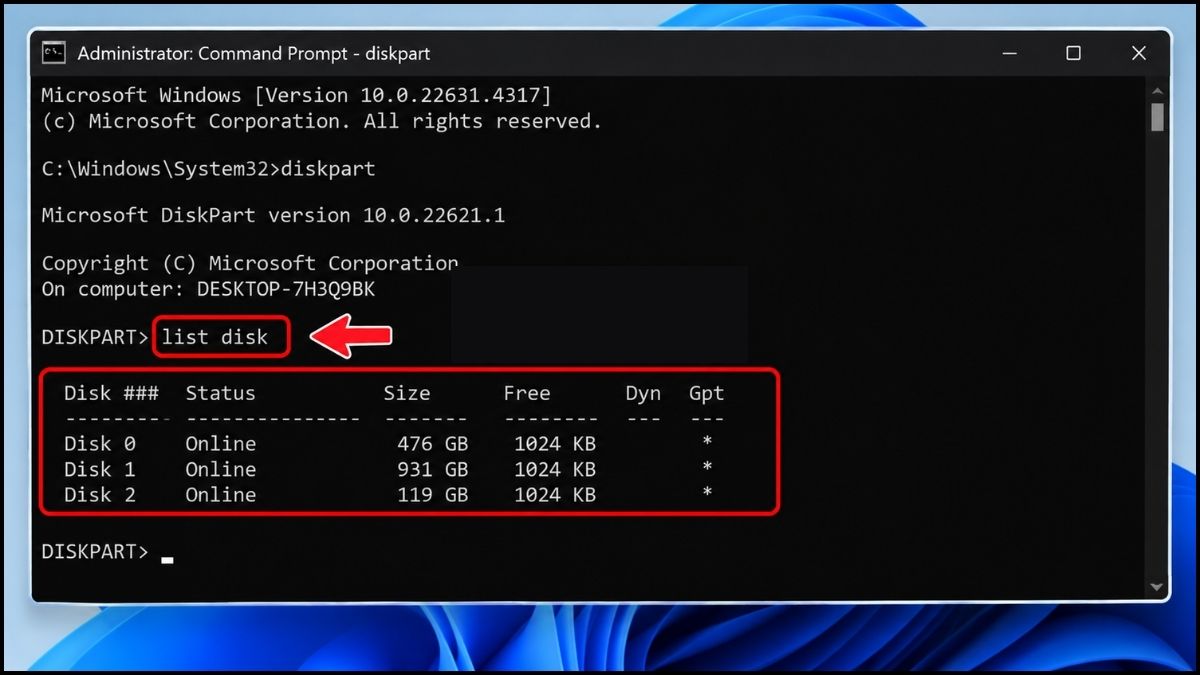 Cách kiểm tra phân vùng ESP bằng Command Prompt bước 3
