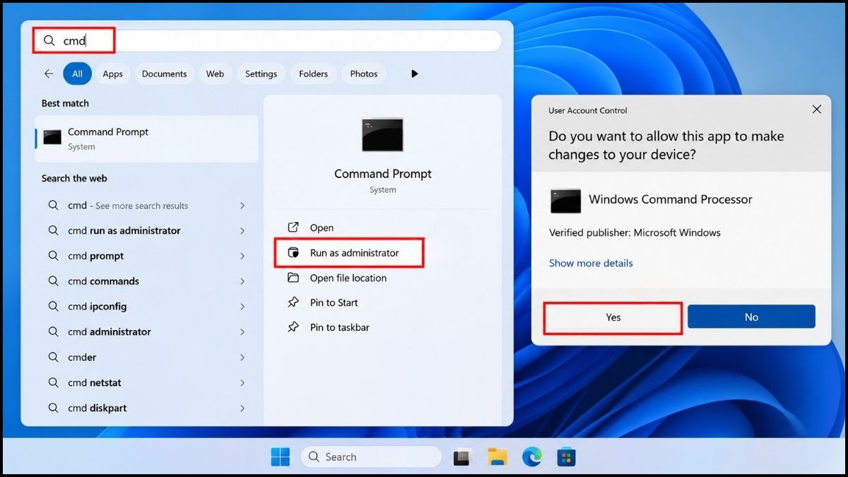 Mở Command Prompt với quyền Administrator