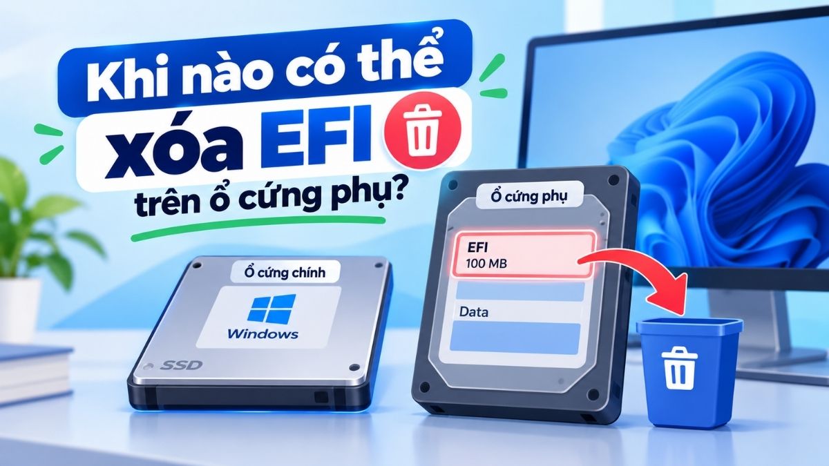 Khi nào có thể xóa EFI trên ổ cứng phụ