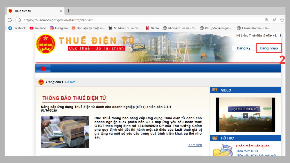 Hướng dẫn cách sử dụng eTax trên máy tính bước 2