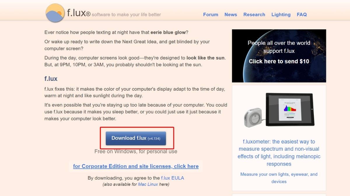 Cách tải f.lux chi tiết bước 1