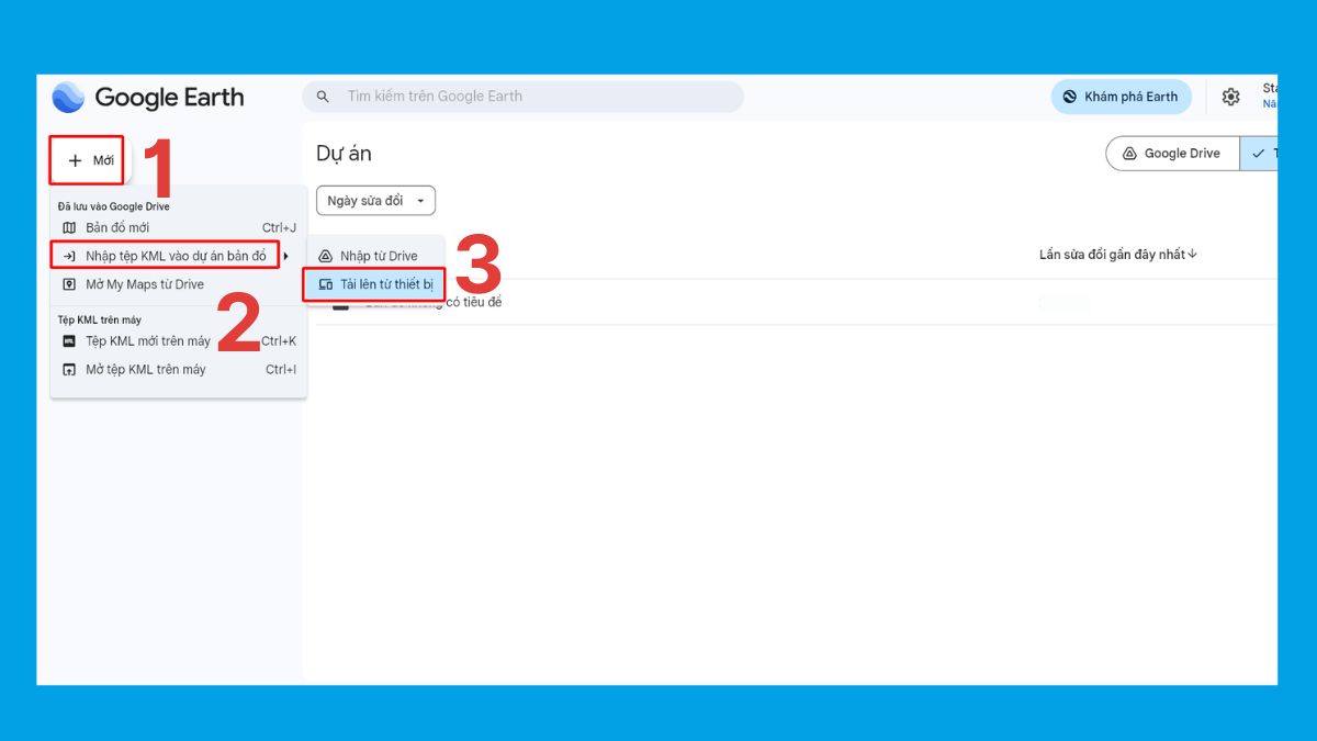 Cách mở file KMZ online bước 1