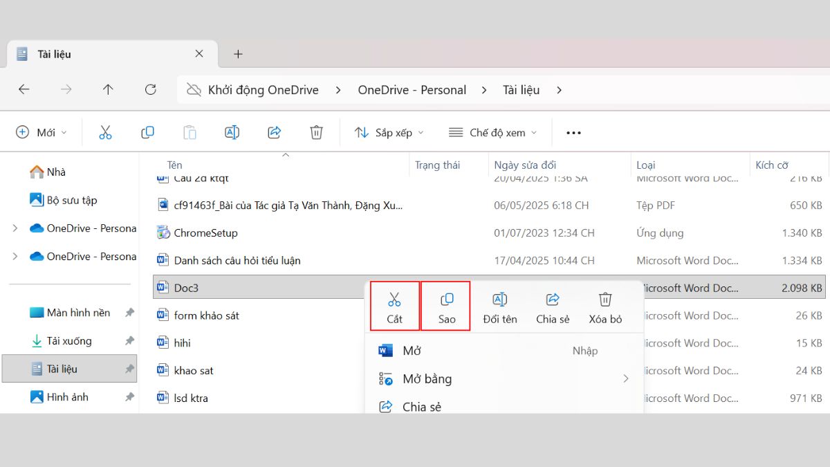 Thao tác sao chép và di chuyển file bước 2