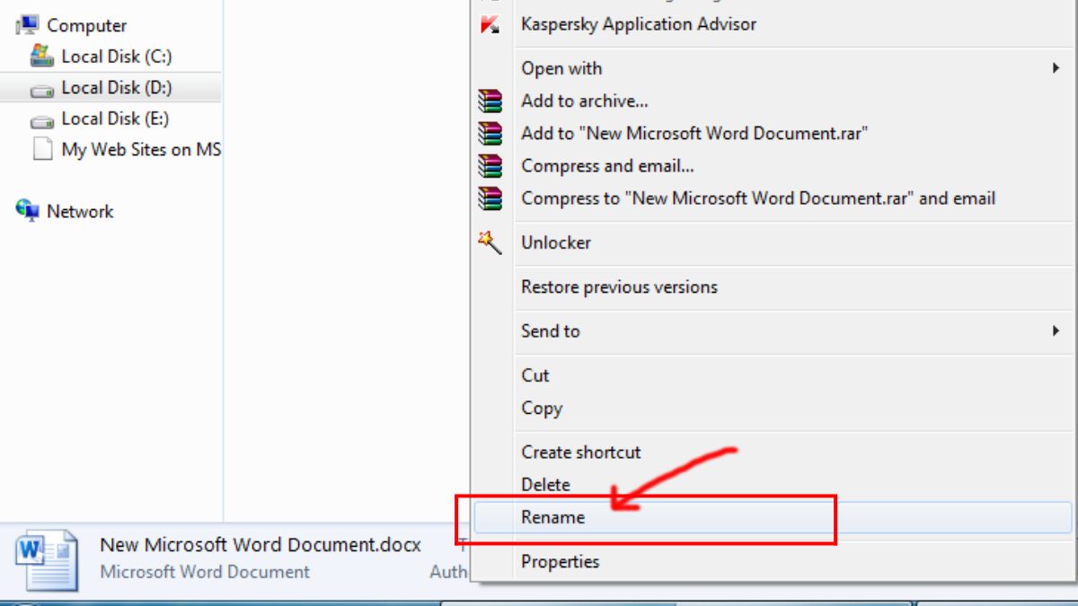 Chọn lệnh Rename để đổi tên file